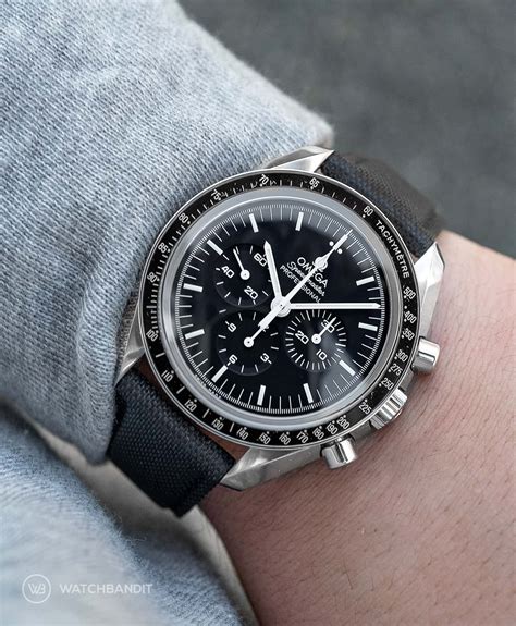 omega speedmaster black red nylon strap|Omega Speedmaster leather strap price.